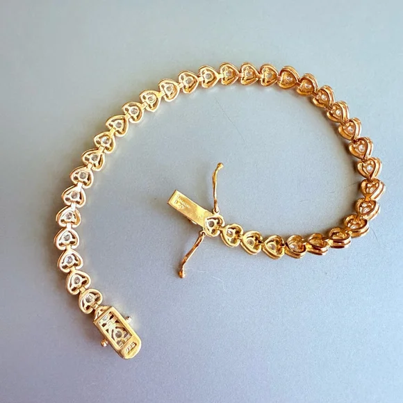 18K Vermeil Heart 8.15 TCW Cubic Zirconia 925 Sterling Silver Tennis Bracelet - Picture 4 of 8